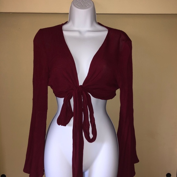 Wrap Merlot long sleeve blouse - Picture 1 of 2